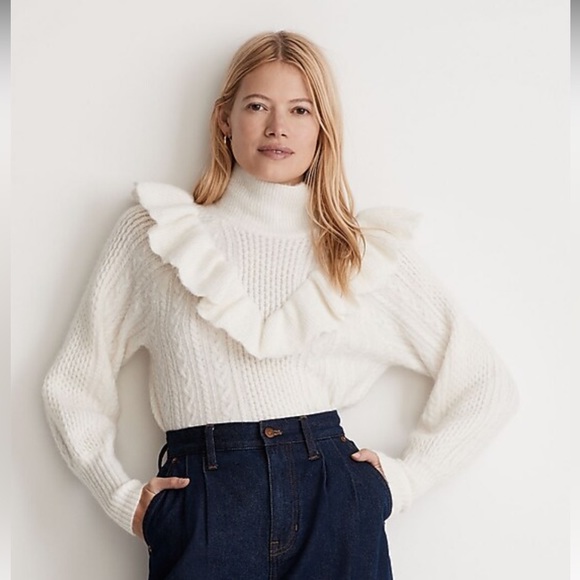 NWT Madewell Cable Winslow Mockneck Pullover Sweater itemNI121 Size S - Picture 4 of 11